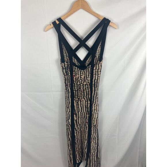 BCBGMAXAZRIA Black Printed Criss-Cross Back Hi-Low Midi Dress XS - Picture 6 of 7